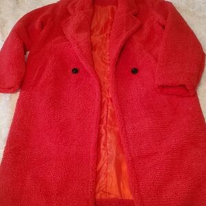 Red Teddy Fur Coat (M)